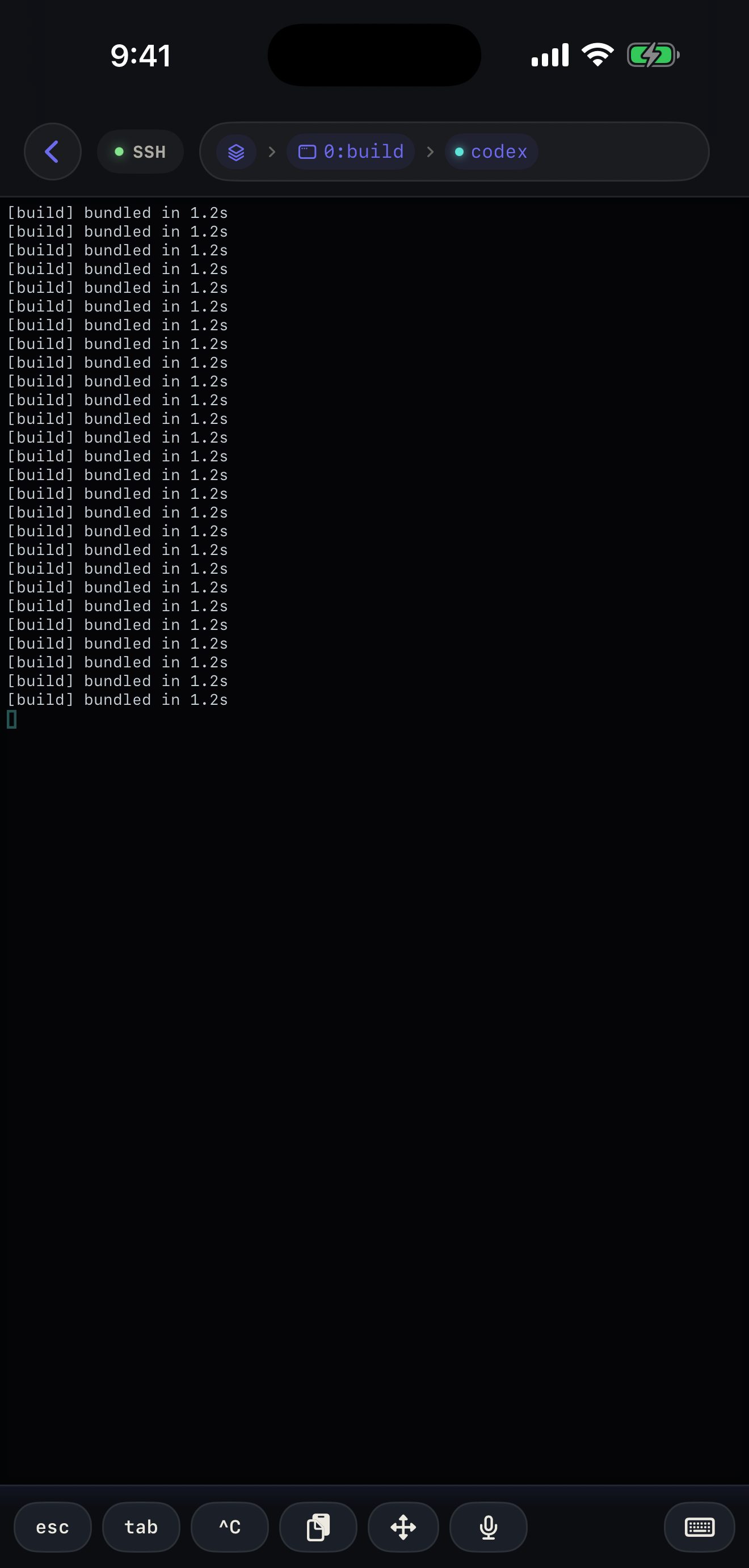The window switcher sheet for one session: each window’s pane count, current command, and which one needs you